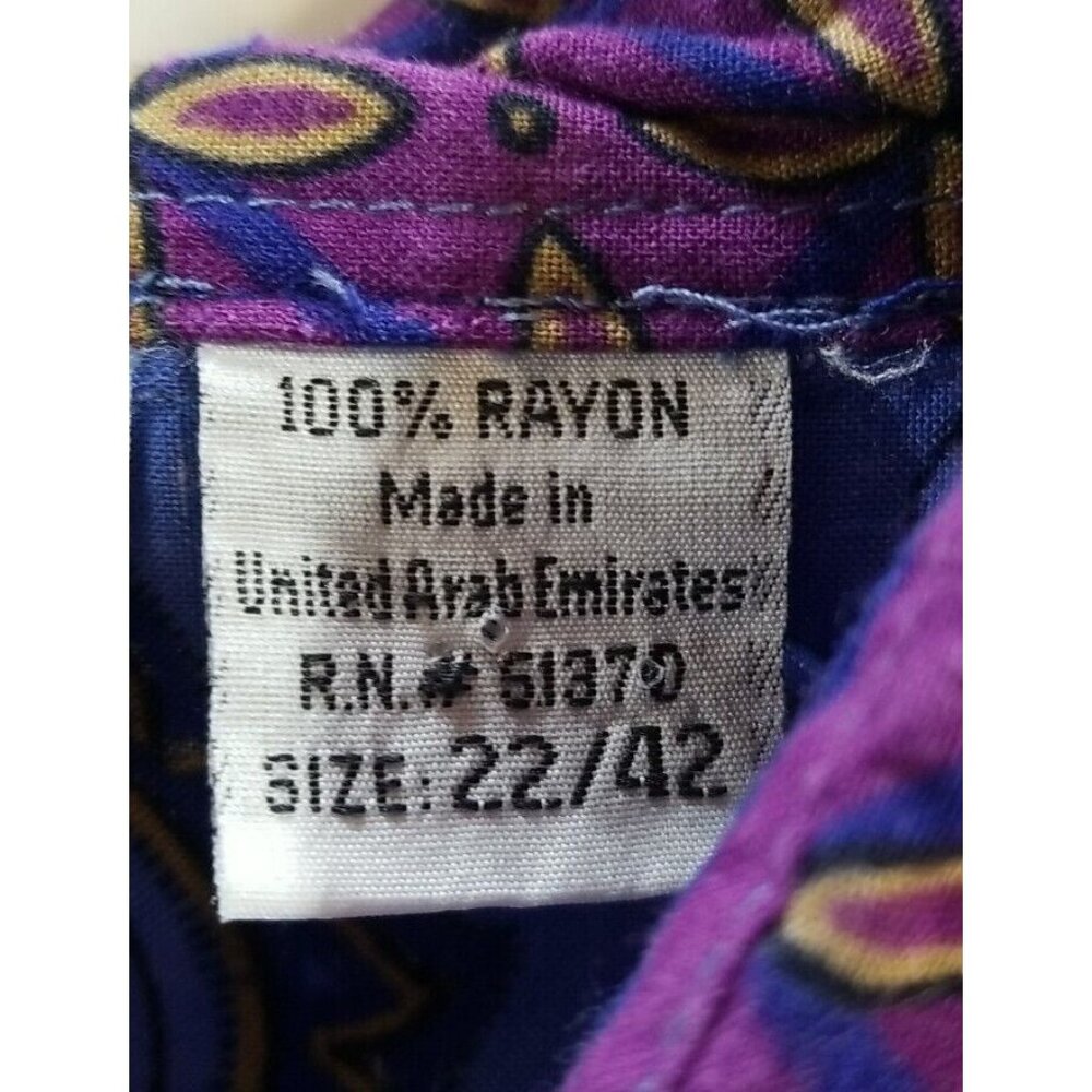 Vtg 80s High Advantage Short Sleeve Shirt Womens 22 Paisley Blue Button Up Hi Lo - Picture 10 of 11